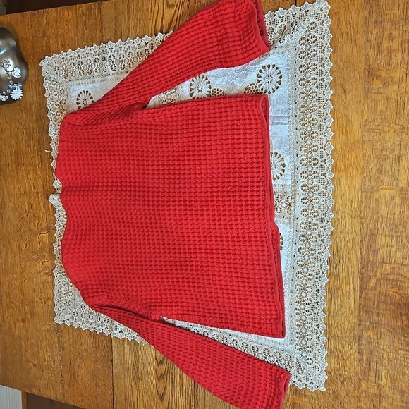 Vintage Cindy Bai Thick Waffle Knit Button- Up Cardigan With Front Pockets - Picture 10 of 11